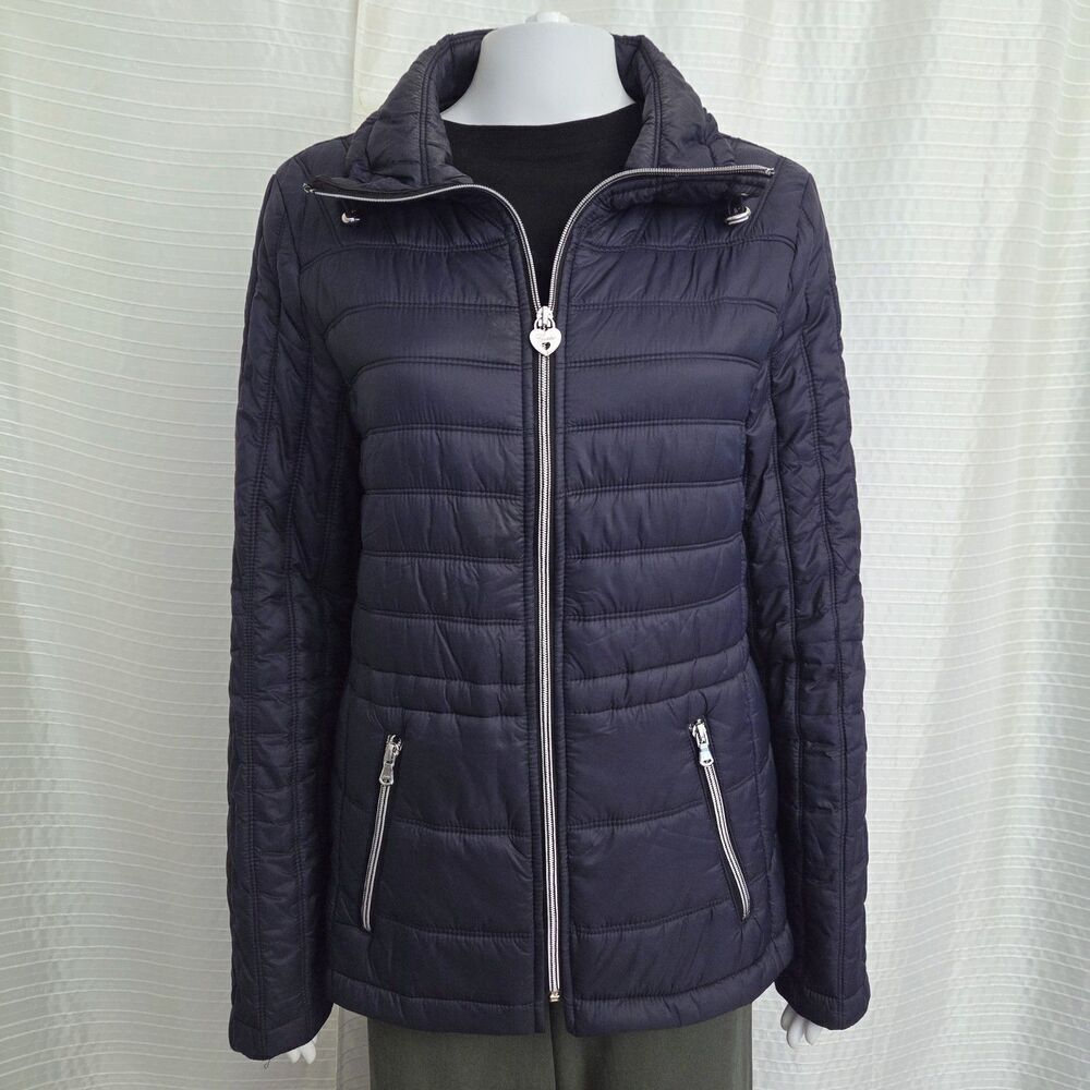Guess Puffer Jacket Quilted Lightweight Navy Women's M/L - SEE DESC